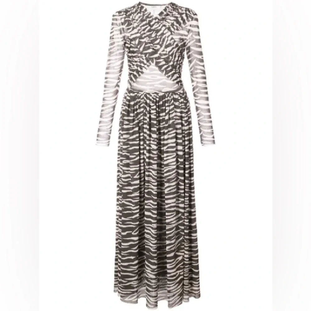 GANNI Tilden Mesh Zebra Print Maxi Dress Size 36 - Picture 2 of 10